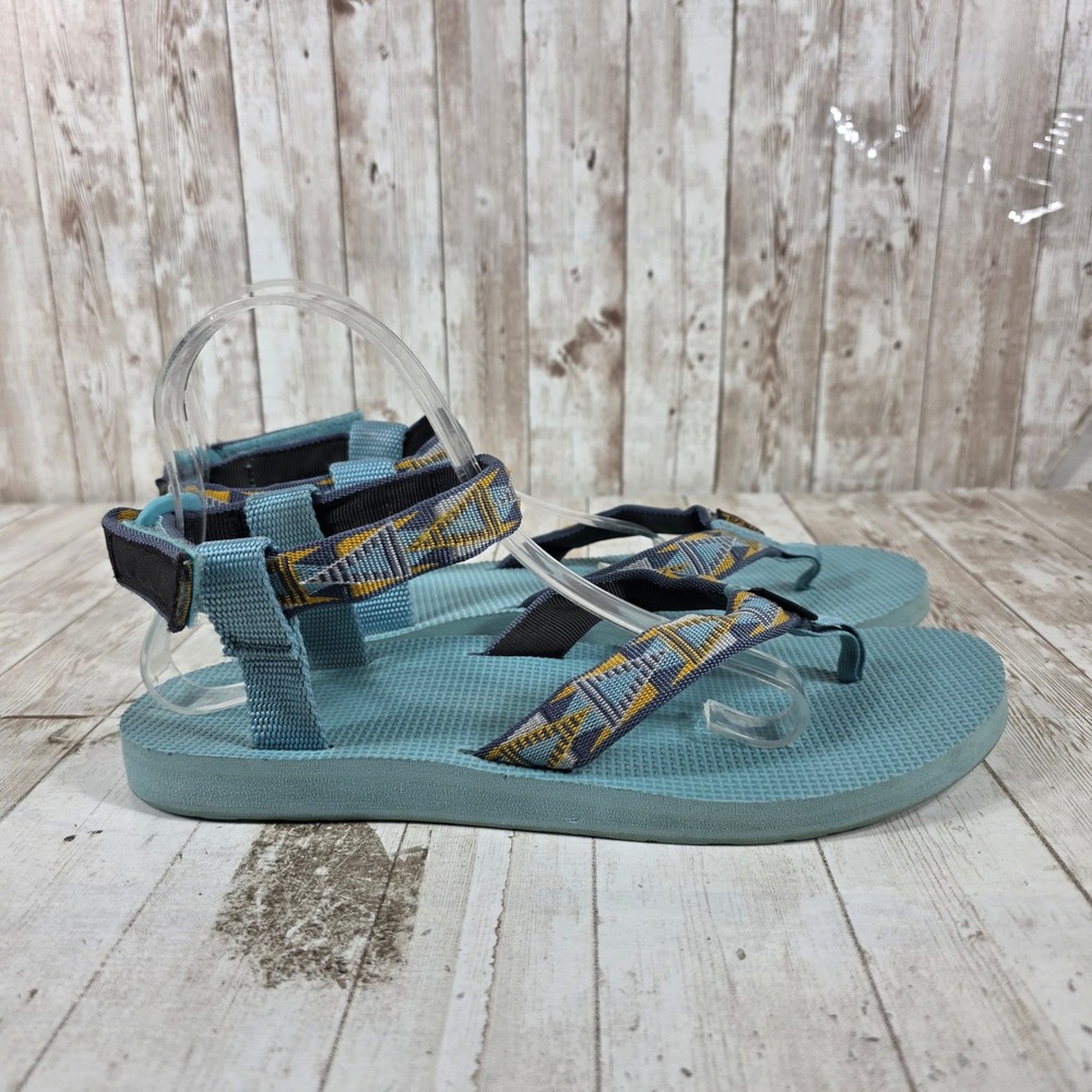 Teva Original Universal Teal Blue Geometric Strap Sport Sandals Womens 10